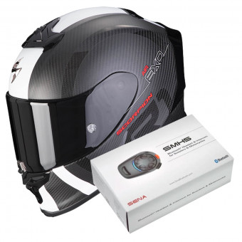 Integral Scorpion Exo R1 Carbon Air MG Matt Black White + Kit Bluetooth SMH5
