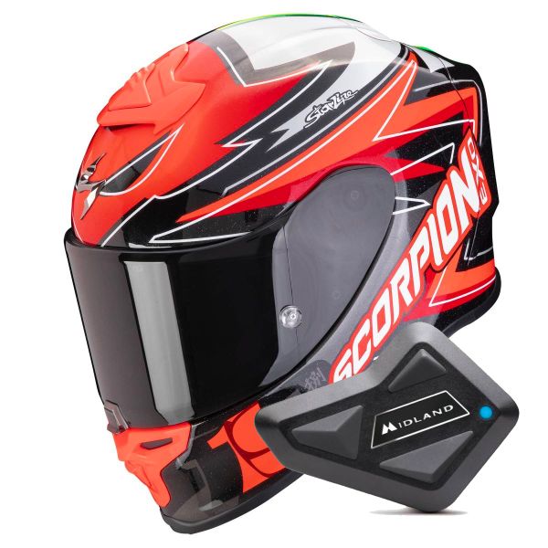 Integral Scorpion Exo R1 Evo Air Alvaro Bautista Replica Red + Kit Bluetooth BT Mini