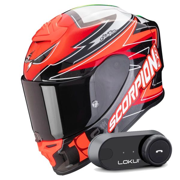 Integral Scorpion Exo R1 Evo Air Alvaro Bautista Replica Red + Kit Bluetooth Lokui K30
