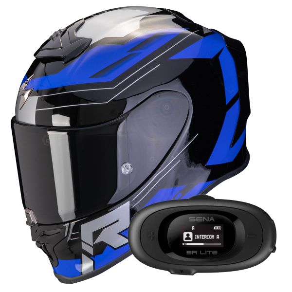 Integral Scorpion Exo R1 Evo Air Blaze Black Blue + Kit bluetooth 5R Lite Solo