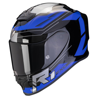 Scorpion Exo R1 Evo Air Blaze Black Blue + Kit Bluetooth BT Mini