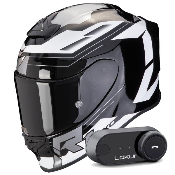 Integral Scorpion Exo R1 Evo Air Blaze Black White + Kit Bluetooth Lokui K30