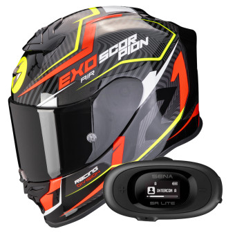 Casque Integral Scorpion Exo R1 Evo Air Coup Black Red Yellow Fluo + Kit bluetooth 5R Lite Solo Casque Integral Scorpion Exo R1 Evo Air Coup Black Red Yellow Fluo + Kit bluetooth 5R Lite Solo