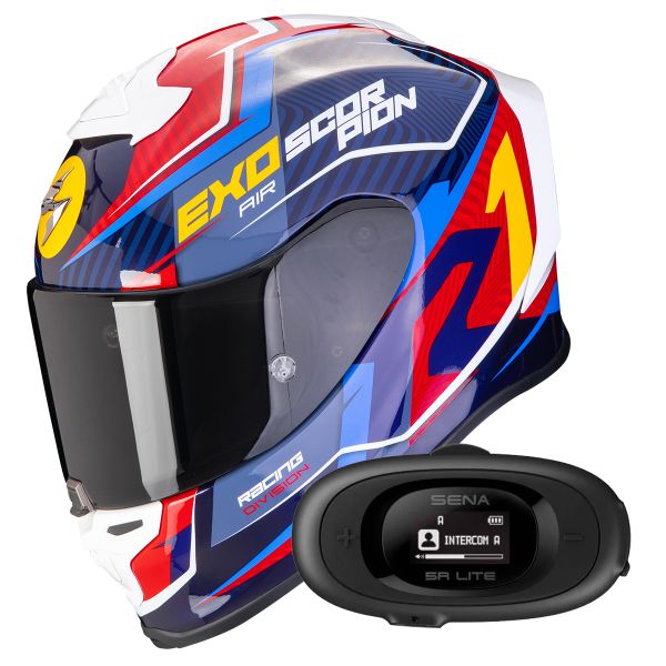 Integral Scorpion Exo R1 Evo Air Coup Blue Red Yellow + Kit bluetooth 5R Lite Solo
