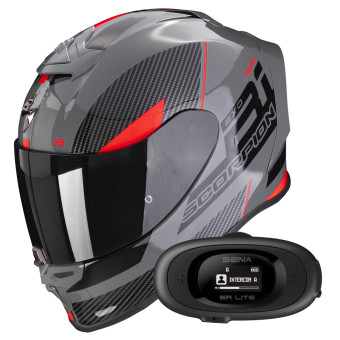Casque Integral Scorpion Exo R1 Evo Air Final Grey Black Red + Kit bluetooth 5R Lite Casque Integral Scorpion Exo R1 Evo Air Final Grey Black Red + Kit bluetooth 5R Lite