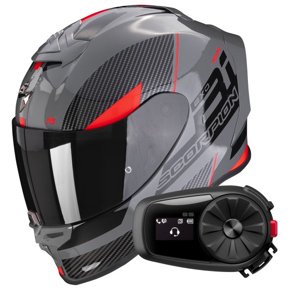 Integral Scorpion Exo R1 Evo Air Final Grey Black Red + Kit Bluetooth 5S