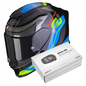 Casque Integral Scorpion Exo R1 Evo Air Vatis Black Blue + Intercom Sena SMH5 Casque Integral Scorpion Exo R1 Evo Air Vatis Black Blue + Intercom Sena SMH5