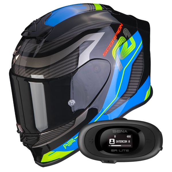 Integral Scorpion Exo R1 Evo Air Vatis Black Blue + Kit bluetooth 5R Lite