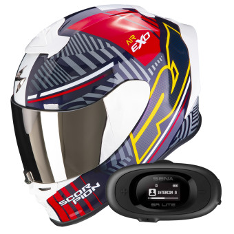 Integral Scorpion Exo R1 Evo Air Victory Red Blue Yellow + Kit bluetooth 5R Lite