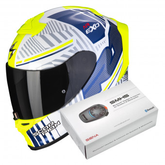 Integral Scorpion Exo R1 Evo Air Victory White Blue + Intercom Sena SMH5