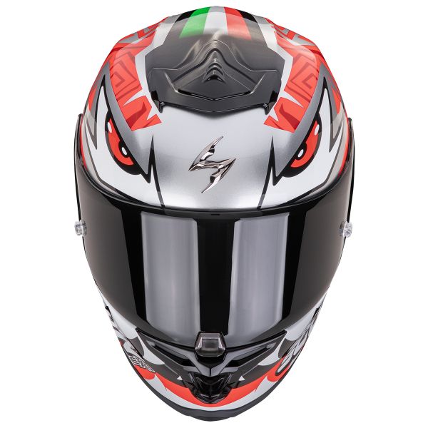 Scorpion Exo R1 Evo Air Zaccone Silver Black Red + Kit Bluetooth Lokui K30