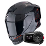 Casque Integral Scorpion Exo R1 Evo Carbon Air Cynergy Black Red + Kit Bluetooth 5S Solo