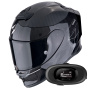 Casque Integral Scorpion Exo R1 Evo Carbon Air Cynergy Black White + Kit bluetooth 5R Lite Solo