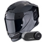 Casque Integral Scorpion Exo R1 Evo Carbon Air Cynergy Black White + Kit Bluetooth Lokui K30