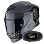 Casque Integral Scorpion Exo R1 Evo Carbon Air Cynergy Black Yellow Fluo + Kit bluetooth 5R Lite