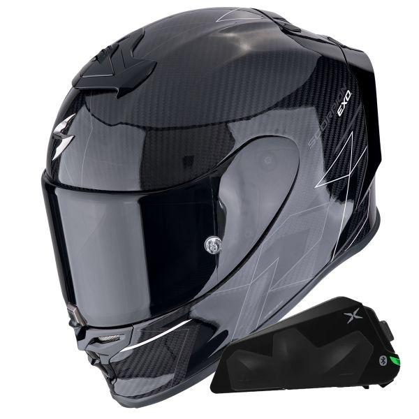 Integral Scorpion Exo R1 Evo Carbon Air Cynergy White + Kit bluetooth Exo-Com Link-1C Integral Scorpion Exo R1 Evo Carbon Air Cynergy White + Kit bluetooth Exo-Com Link-1C