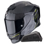 Casque Integral Scorpion Exo R1 Evo Carbon Air Cynergy Yellow Fluo + Kit bluetooth Exo-Com Link-1