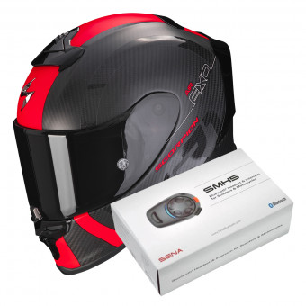 Integral Scorpion Exo R1 Evo Carbon Air MG Matt Black Red + Intercom Sena SMH5