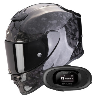 Casque Integral Scorpion Exo R1 Evo Carbon Air Onyx Black + Kit bluetooth 5R Lite Solo Casque Integral Scorpion Exo R1 Evo Carbon Air Onyx Black + Kit bluetooth 5R Lite Solo