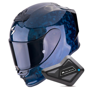 Integral Scorpion Exo R1 Evo Carbon Air Onyx Blue + Kit Bluetooth BT Mini