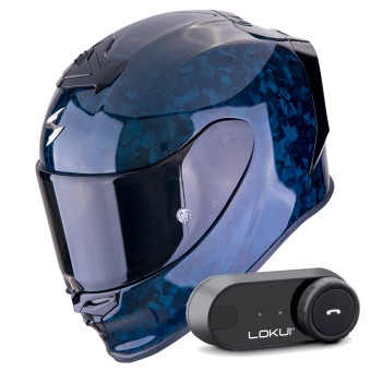 Integral Scorpion Exo R1 Evo Carbon Air Onyx Blue + Kit Bluetooth Lokui K30