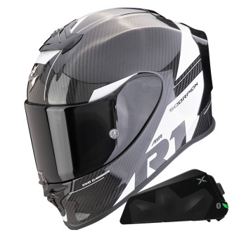 Integral Scorpion Exo R1 Evo Carbon Air Rally Black White + Kit bluetooth Exo-Com Link-1C