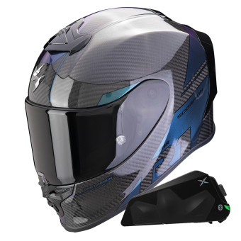 Integral Scorpion Exo R1 Evo Carbon Air Rally Chameleon + Kit bluetooth Exo-Com Link-1C