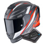 Casque Integral Scorpion Exo R1 Evo Carbon Air Runner Matt Black Red + Kit Bluetooth BT Mini