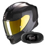 Casque Integral Scorpion Exo R1 Evo Carbon Air Solid Black + Kit bluetooth 5R Lite