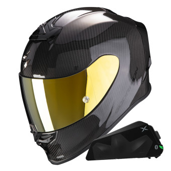 Integral Scorpion Exo R1 Evo Carbon Air Solid Black + Kit bluetooth Exo-Com Link-1C