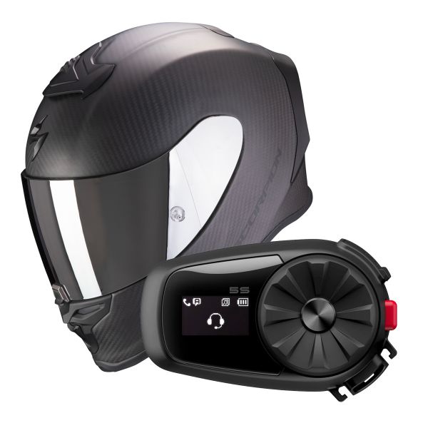 Integral Scorpion Exo R1 Evo Carbon Air Solid Matt Black + Intercom Sena 5S