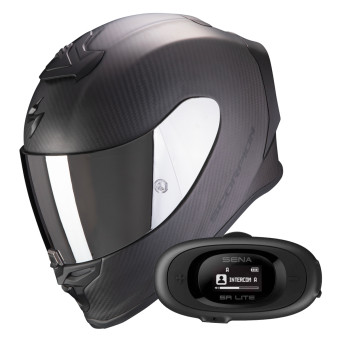 Integral Scorpion Exo R1 Evo Carbon Air Solid Matt Black + Kit bluetooth 5R Lite