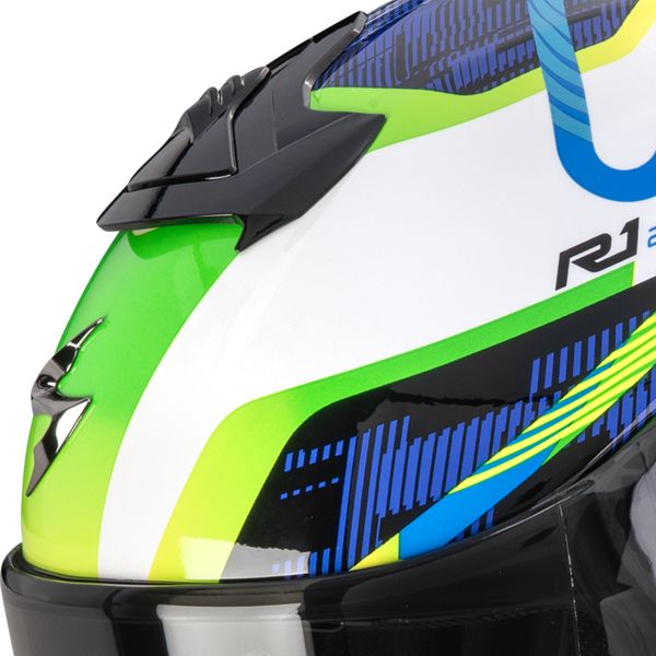 Scorpion Exo R1 Evo II Air Cornering White Blue Green