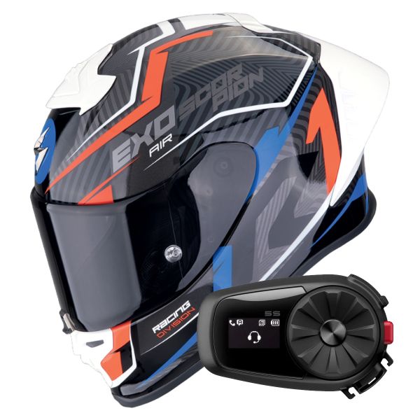 Integral Scorpion Exo R1 Evo II Air Coup Black Red Blue + Kit Bluetooth 5S Solo