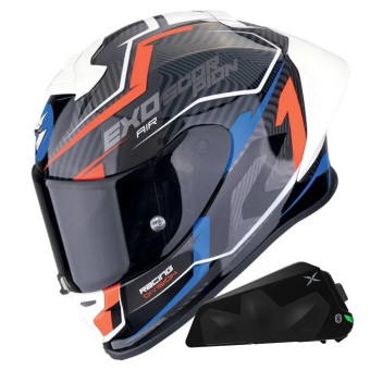 Integral Scorpion Exo R1 Evo II Air Coup Black Red Blue + Kit bluetooth Exo-Com Link-1C