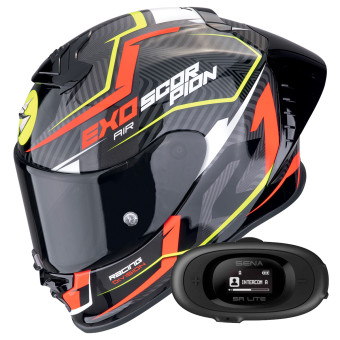 Integral Scorpion Exo R1 Evo II Air Coup Black Red Yellow Fluo + Kit bluetooth 5R Lite