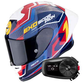 Casque Integral Scorpion Exo R1 Evo II Air Coup Black Red Yellow + Kit Bluetooth 5S Solo Casque Integral Scorpion Exo R1 Evo II Air Coup Black Red Yellow + Kit Bluetooth 5S Solo