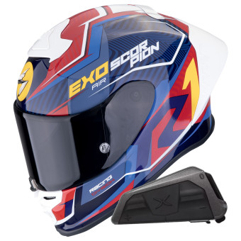 Casque Integral Scorpion Exo R1 Evo II Air Coup Black Red Yellow + Kit bluetooth Exo-Com Link-1 Casque Integral Scorpion Exo R1 Evo II Air Coup Black Red Yellow + Kit bluetooth Exo-Com Link-1