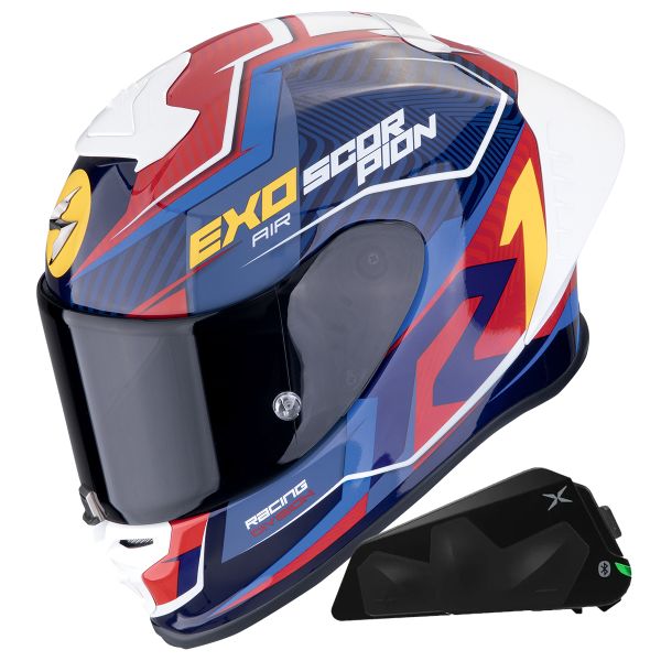 Integral Scorpion Exo R1 Evo II Air Coup Black Red Yellow + Kit bluetooth Exo-Com Link-1C