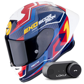 Integral Scorpion Exo R1 Evo II Air Coup Black Red Yellow + Kit Bluetooth Lokui K30