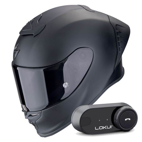 Integral Scorpion Exo R1 Evo II Air Matt Black + Kit Bluetooth Lokui K30 Integral Scorpion Exo R1 Evo II Air Matt Black + Kit Bluetooth Lokui K30