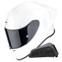 Casque Integral Scorpion Exo R1 Evo II Air Pearl White + Kit bluetooth Exo-Com Link-1
