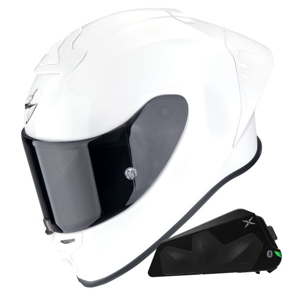 Integral Scorpion Exo R1 Evo II Air Pearl White + Kit bluetooth Exo-Com Link-1C