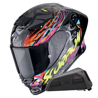Integral Scorpion Exo R1 Evo II Air Savage Black Blue Pink + Kit bluetooth Exo-Com Link-1