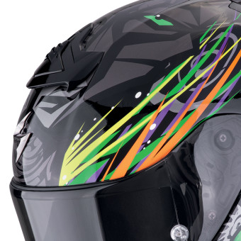 Scorpion Exo R1 Evo II Air Savage Black Green Orange + Kit bluetooth 5R Lite Solo