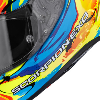 Scorpion Exo R1 Evo II Air Thrust Neon Red Blue Yellow