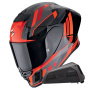 Casque Integral Scorpion Exo R1 Evo II Air Vital Black Silver Red + Kit bluetooth Exo-Com Link-1