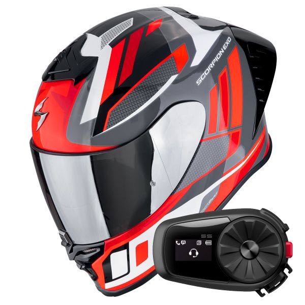 Integral Scorpion Exo R1 Evo II Air Vital Grey White Red + Kit Bluetooth 5S Solo