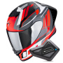 Casque Integral Scorpion Exo R1 Evo II Air Vital Grey White Red + Kit Bluetooth BT Mini