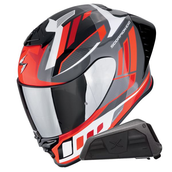 Integral Scorpion Exo R1 Evo II Air Vital Grey White Red + Kit bluetooth Exo-Com Link-1